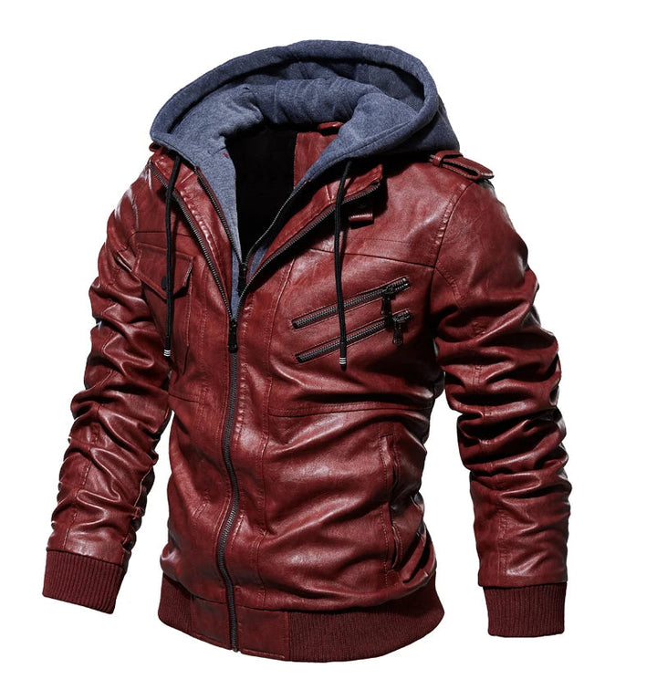 Veste en Cuir à Capuche Urban Comfort