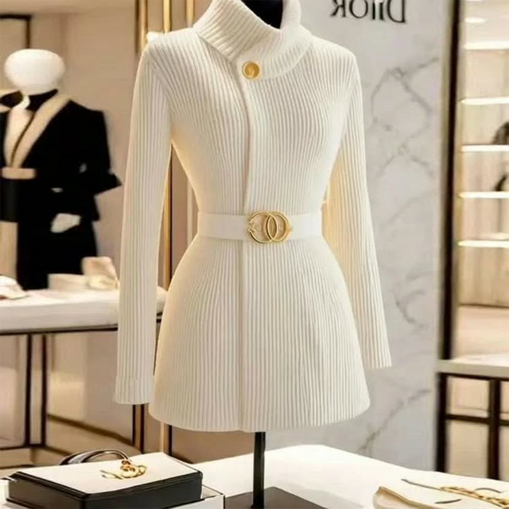 Chloé - Cardigan blanc col montant