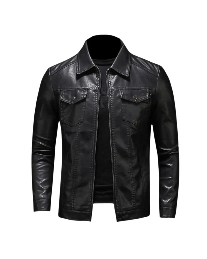 Lucien | Veste en Similicuir Noire Classique pour Homme