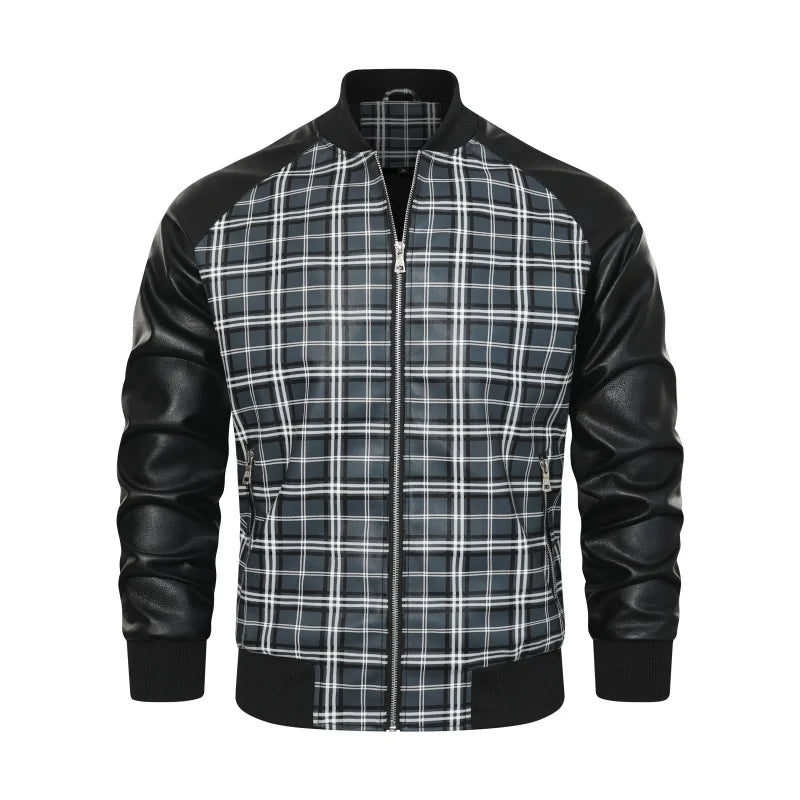 Veste en cuir Montford Grid