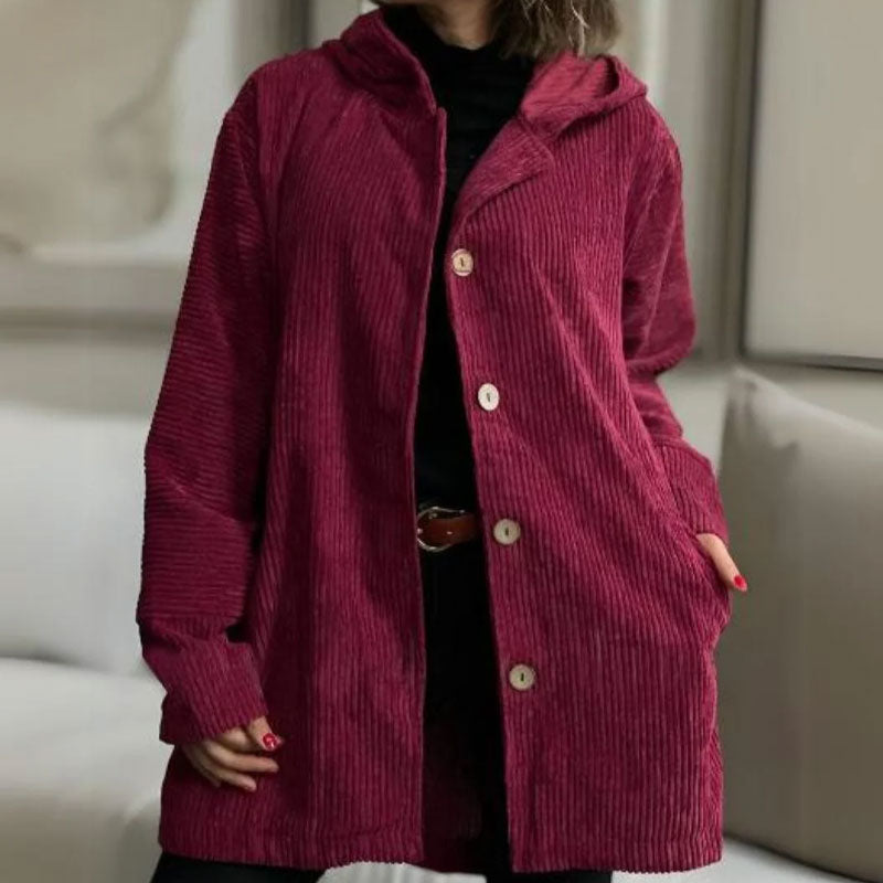 Louise | Veste à capuche en velours, parfaite pour l'automne!