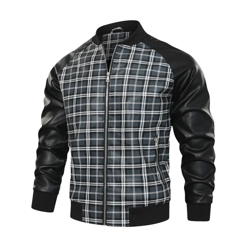 Veste en cuir Montford Grid
