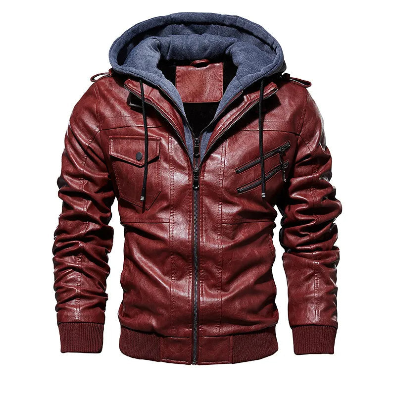 Veste en Cuir à Capuche Urban Comfort