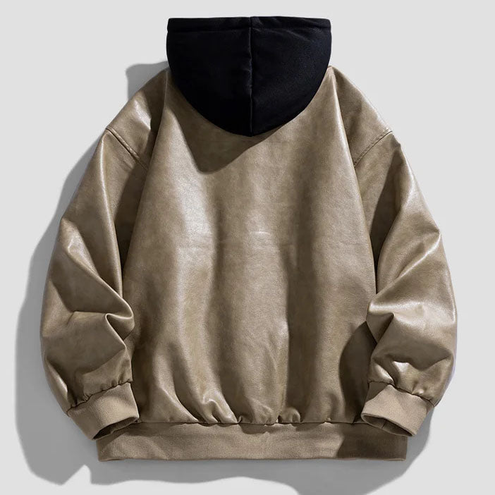 Bomber en cuir à capuche Marvelle