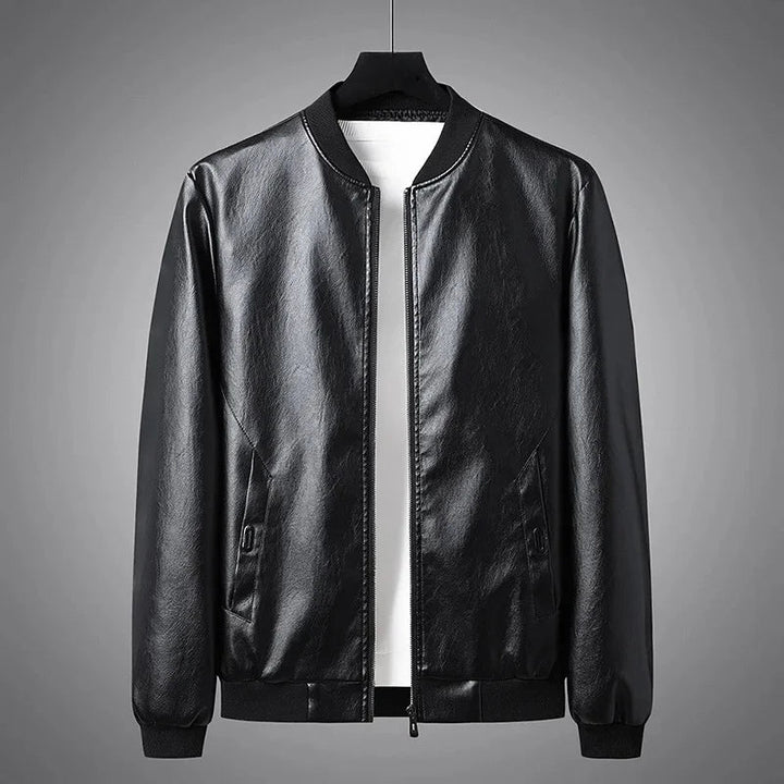 Veste Bomber en Cuir Noir Davenport