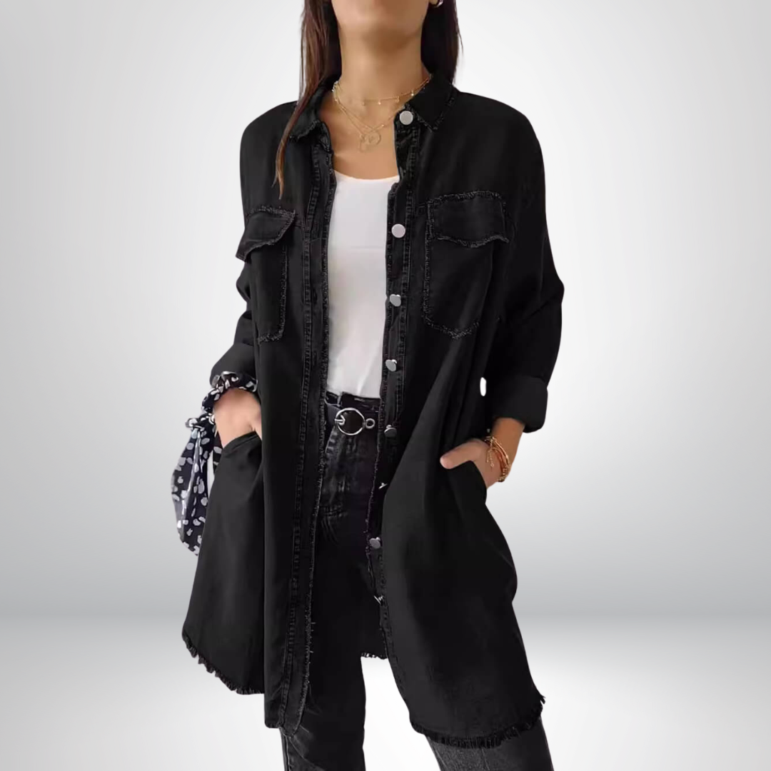 Nikoline® | Veste en Jean à Manches Longues Élégante et Polyvalente avec Col