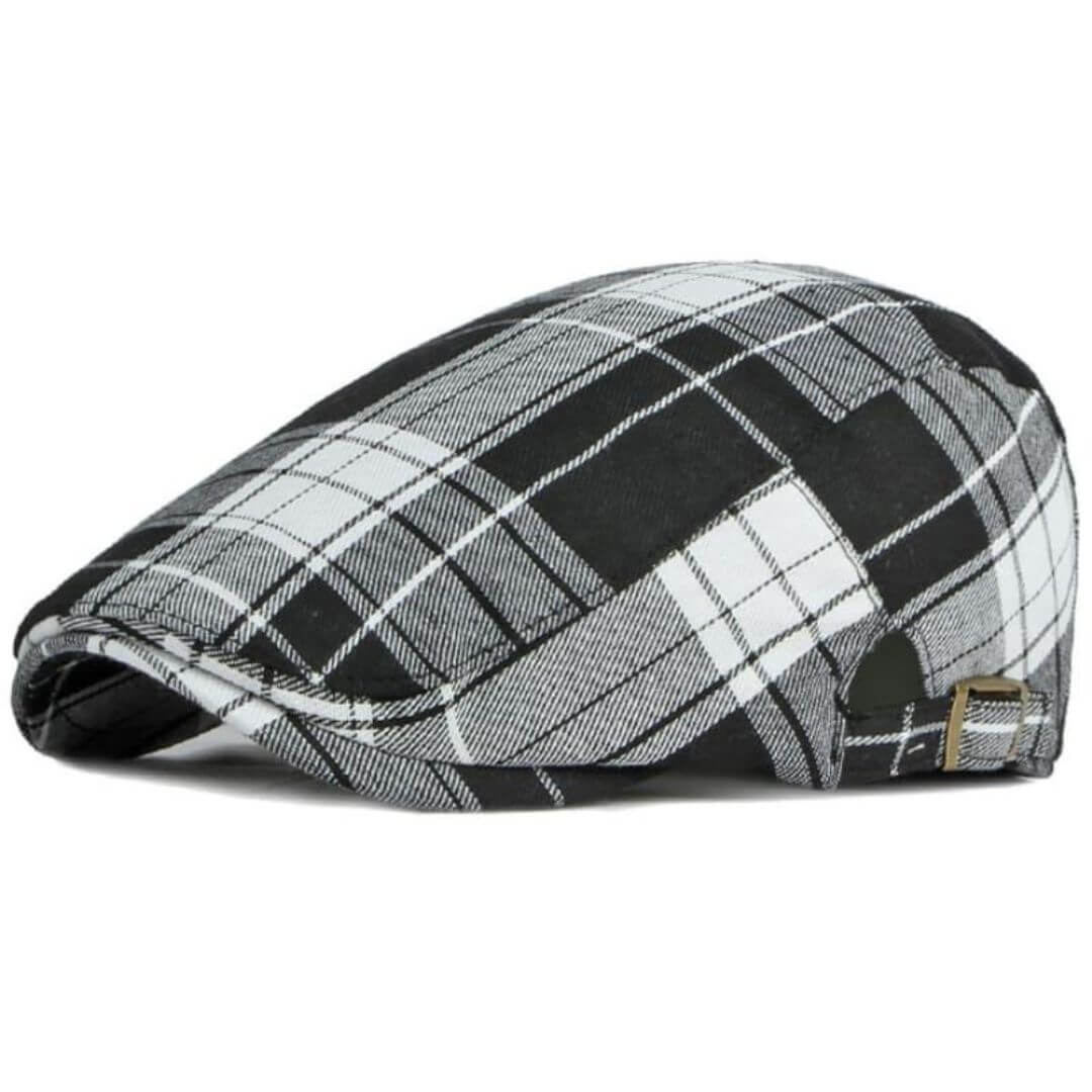 Henri – Casquette plate tartan coton