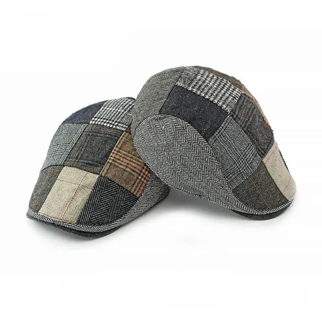 Émile – Casquette plate tweed patchwork