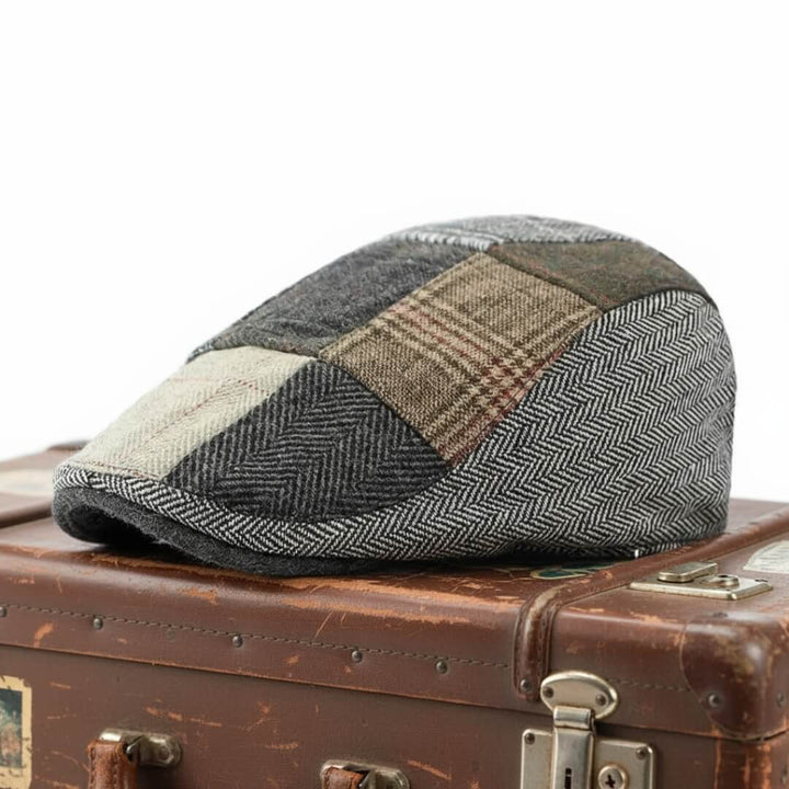Émile – Casquette plate tweed patchwork
