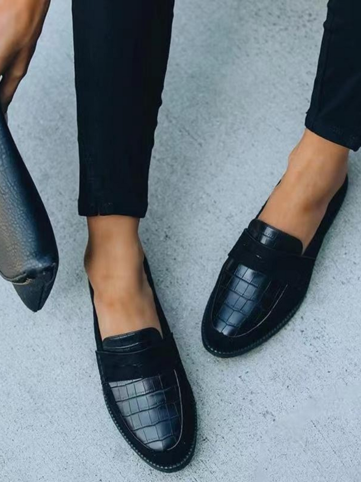 Loafers Orthopédiques en Cuir Croco Ava