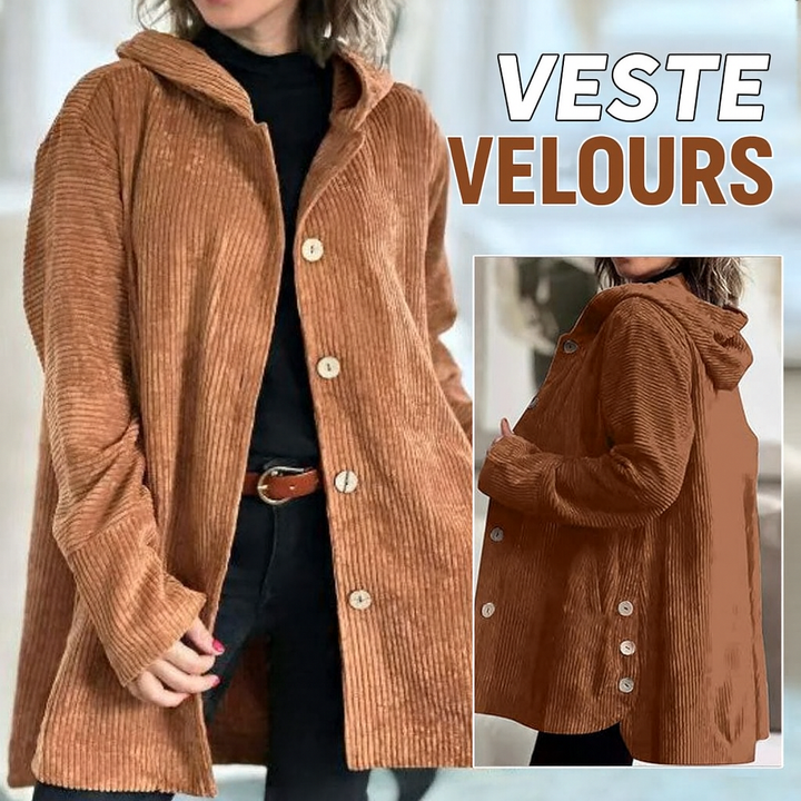 Louise | Veste à capuche en velours, parfaite pour l'automne!