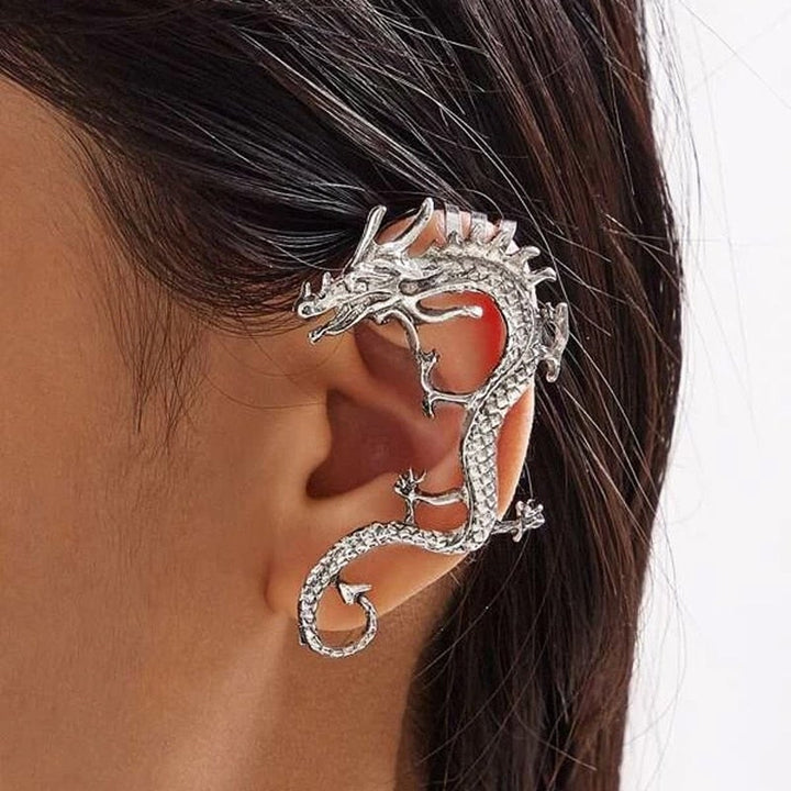 Charme - Boucles d'oreilles en argent avec motif de dragon