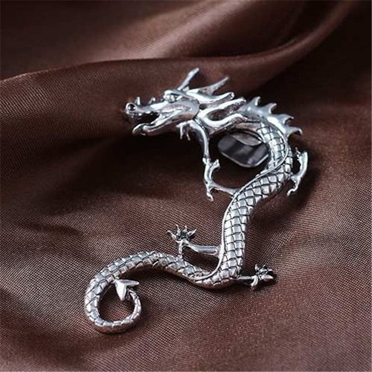 Charme - Boucles d'oreilles en argent avec motif de dragon