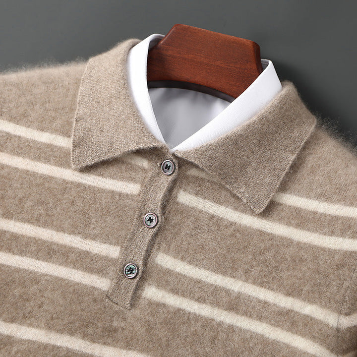 Pull Polo en Laine Mérinos Claire