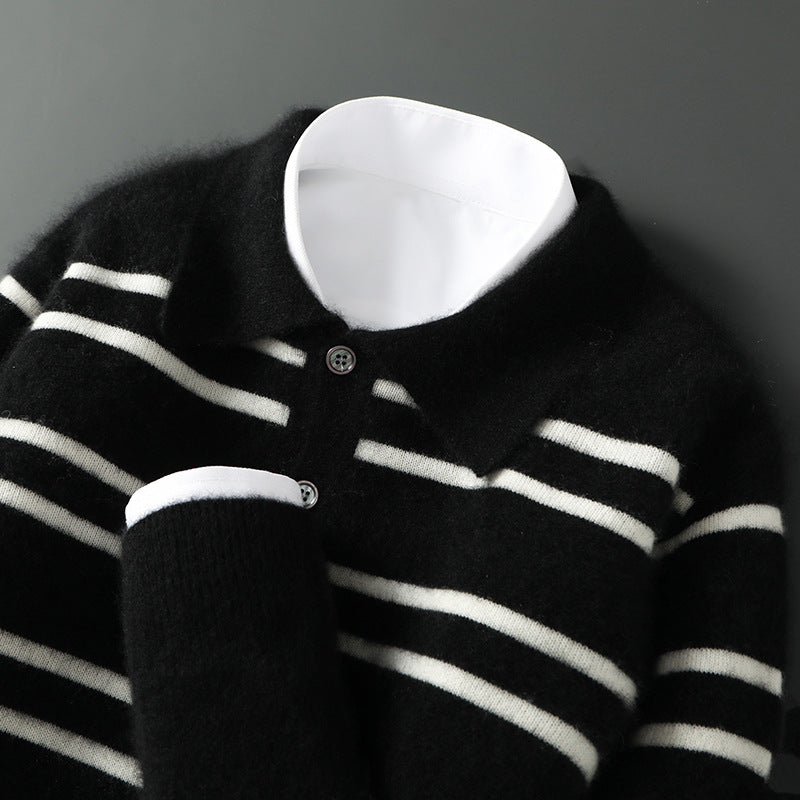 Pull Polo en Laine Mérinos Claire