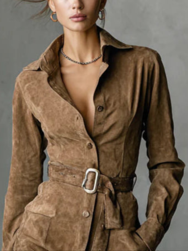 Robe Manteau Midi en Suède Selene