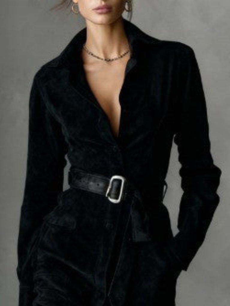 Robe Manteau Midi en Suède Selene