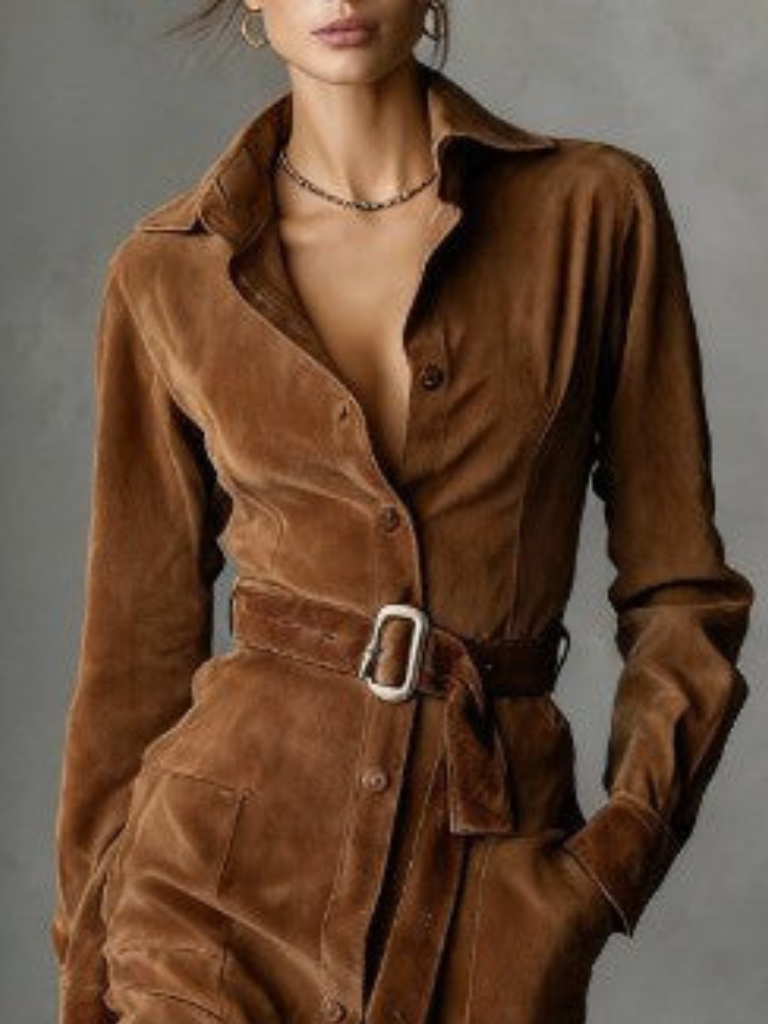 Robe Manteau Midi en Suède Selene