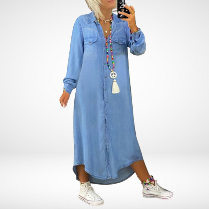 Hellen - Robe maxi denim élégante