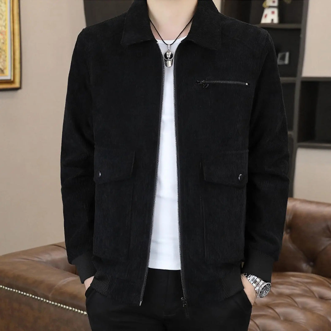 Dominique – Veste Décontractée en Velours Côtelé, Style Militaire