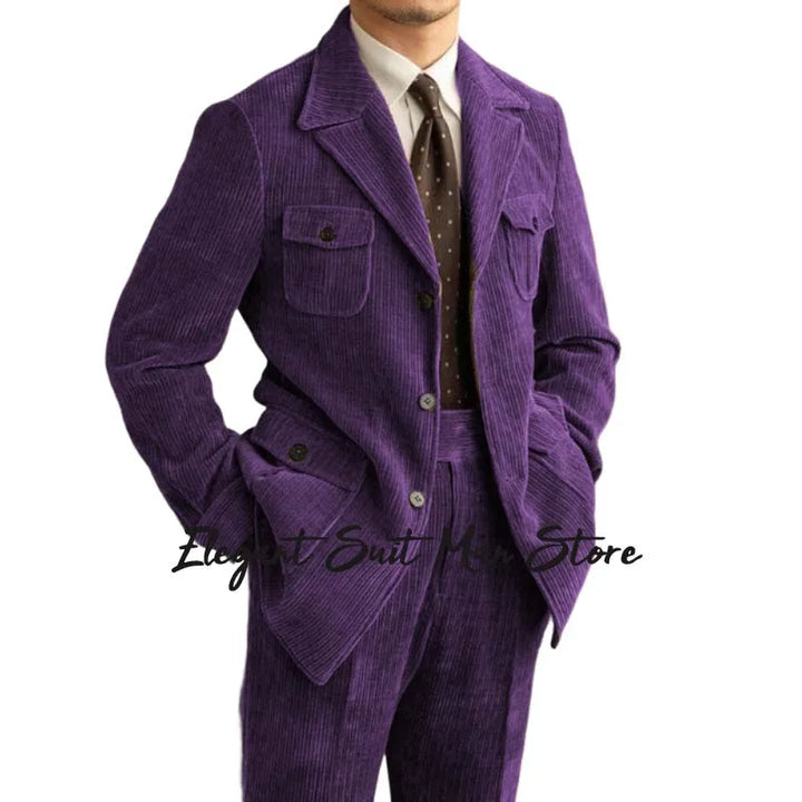 Maurice – Ensemble Rétro en Velours Côtelé (Veste + Pantalon)