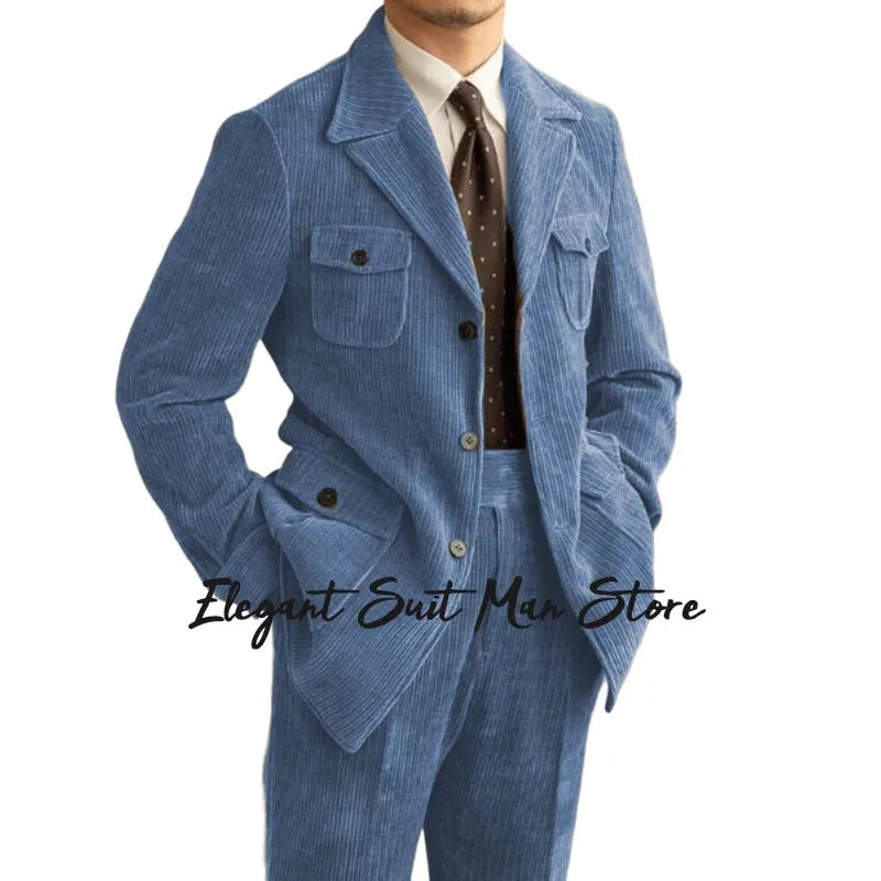 Maurice – Ensemble Rétro en Velours Côtelé (Veste + Pantalon)