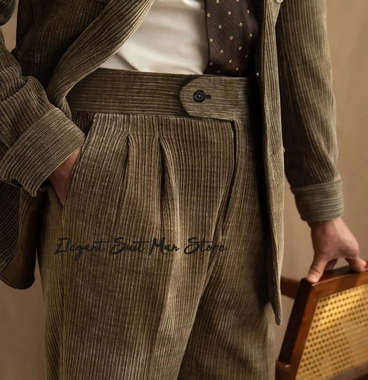 Maurice – Ensemble Rétro en Velours Côtelé (Veste + Pantalon)