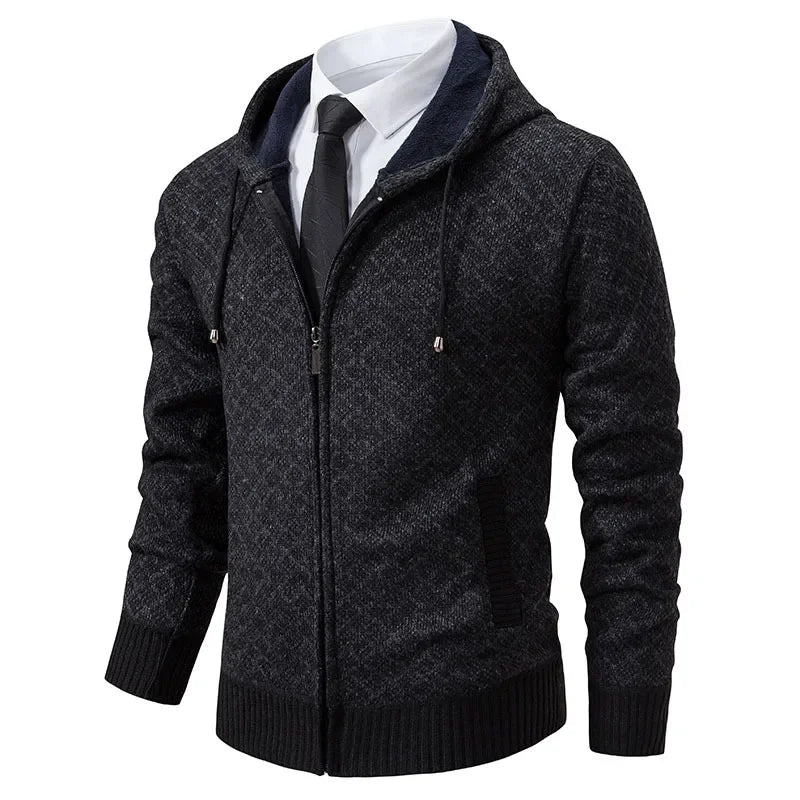Pull Gérard – Tricot Hivernal Épais à Zip, Col V Confort pour Hommes Mûrs