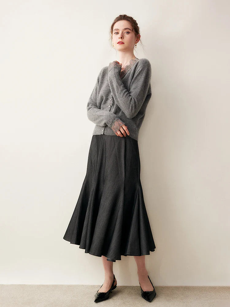 Gilet en Cachemire avec Dentelle Charlotte