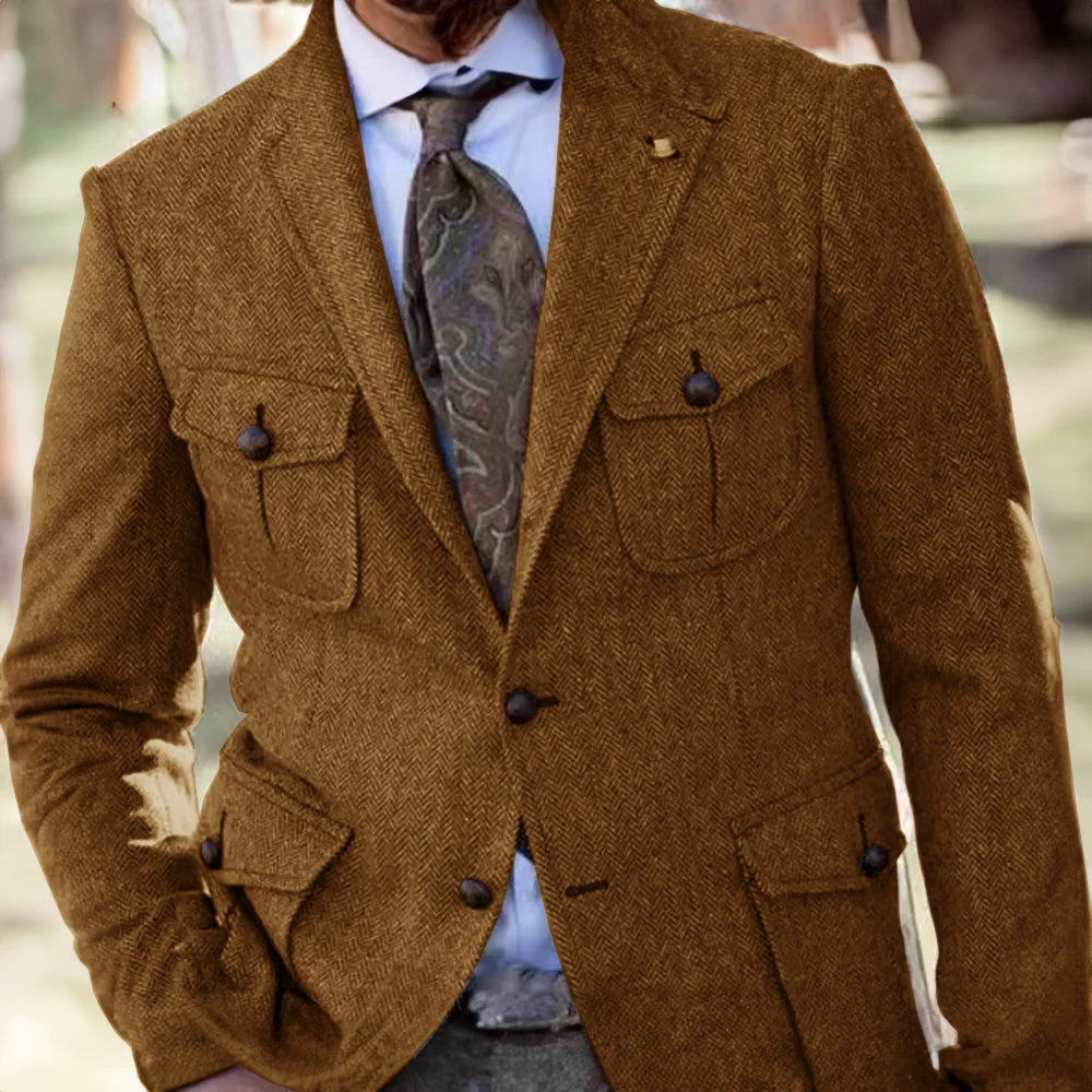 Gabriel – Blazer Rétro en Laine à Motif Chevrons