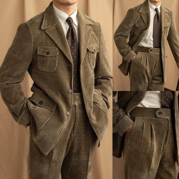 Maurice – Ensemble Rétro en Velours Côtelé (Veste + Pantalon)