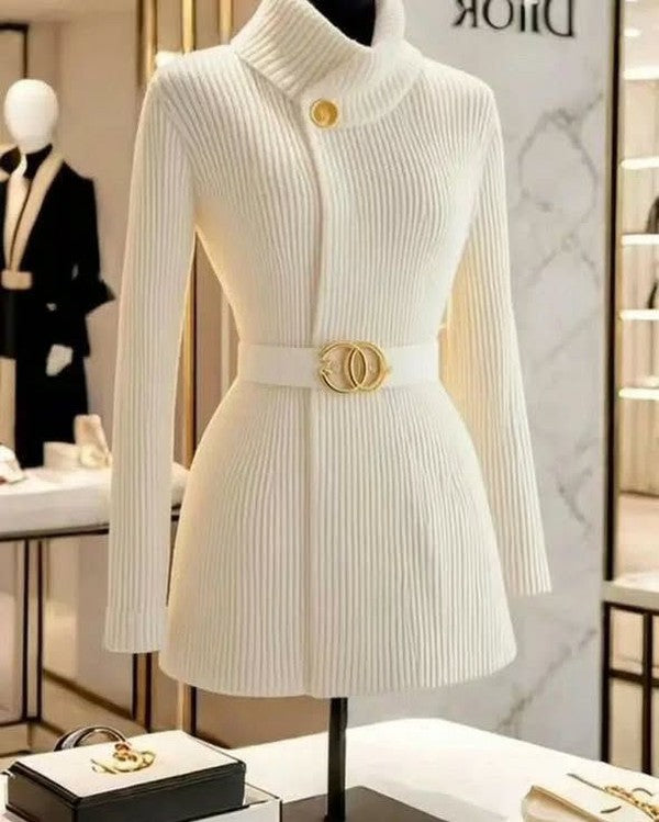 Chloé - Cardigan blanc col montant