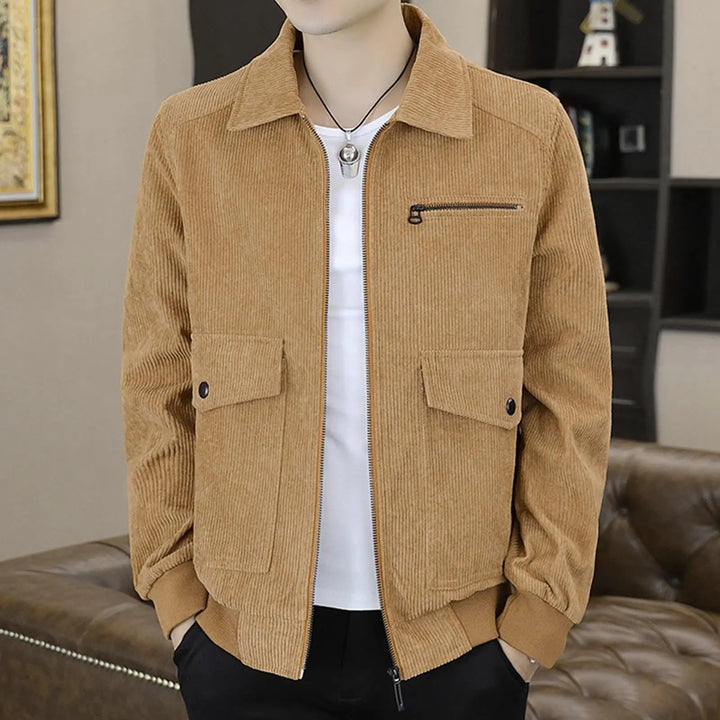 Dominique – Veste Décontractée en Velours Côtelé, Style Militaire