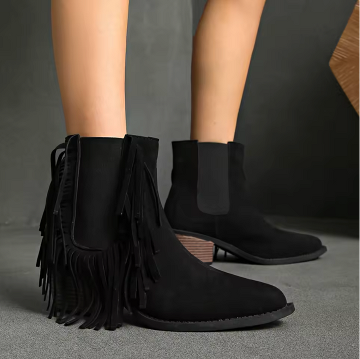 La Maison Élise® | Luxe Fringed Ankle Boots