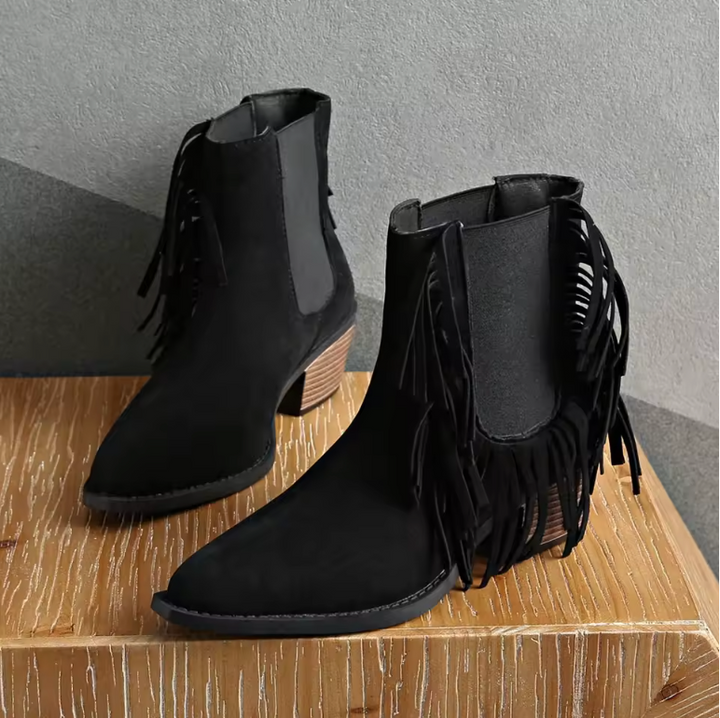 La Maison Élise® | Luxe Fringed Ankle Boots