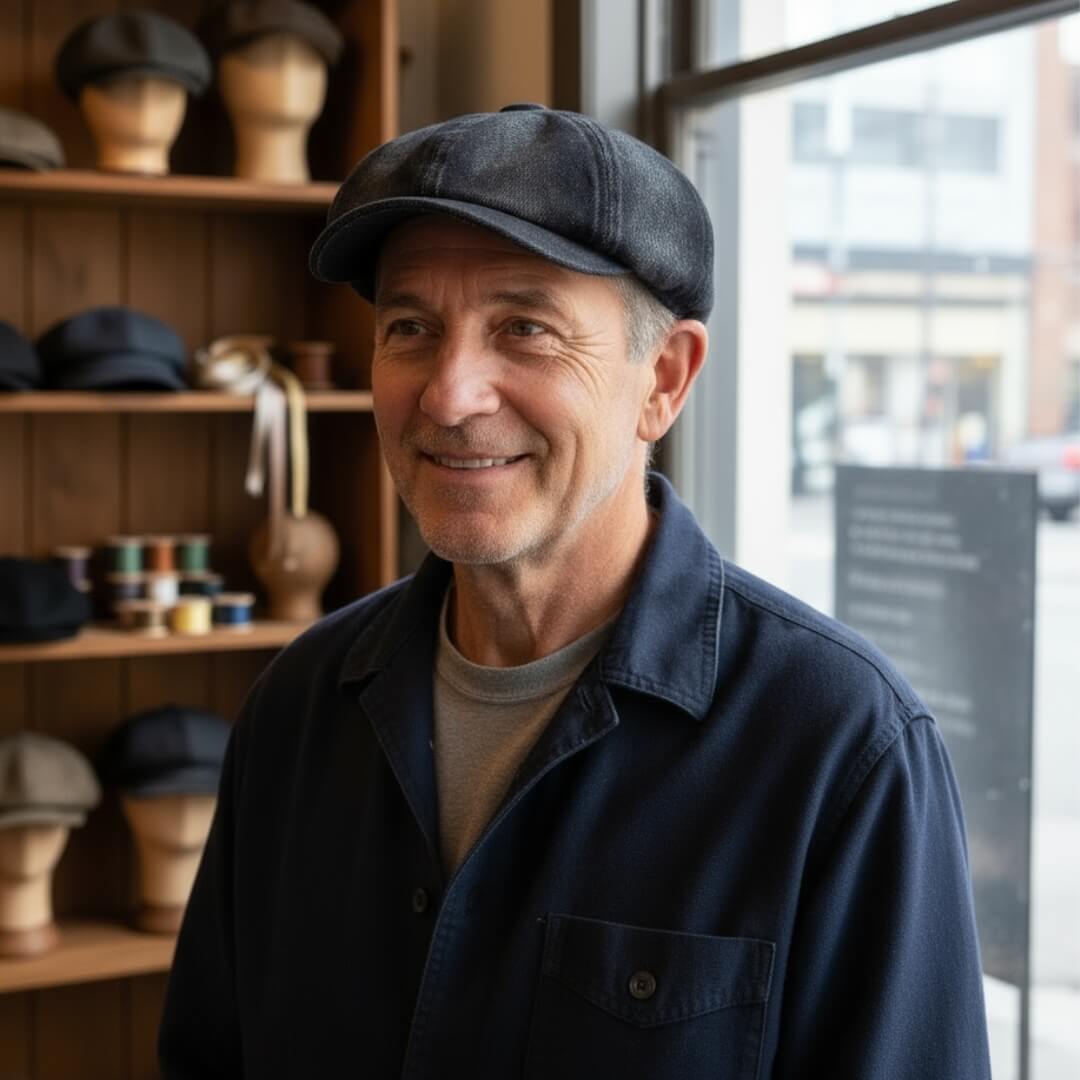 Lucien – Casquette newsboy denim