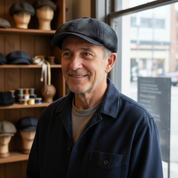 Lucien – Casquette newsboy denim