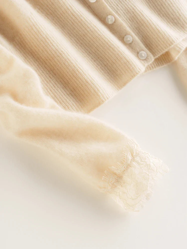 Gilet en Cachemire avec Dentelle Charlotte