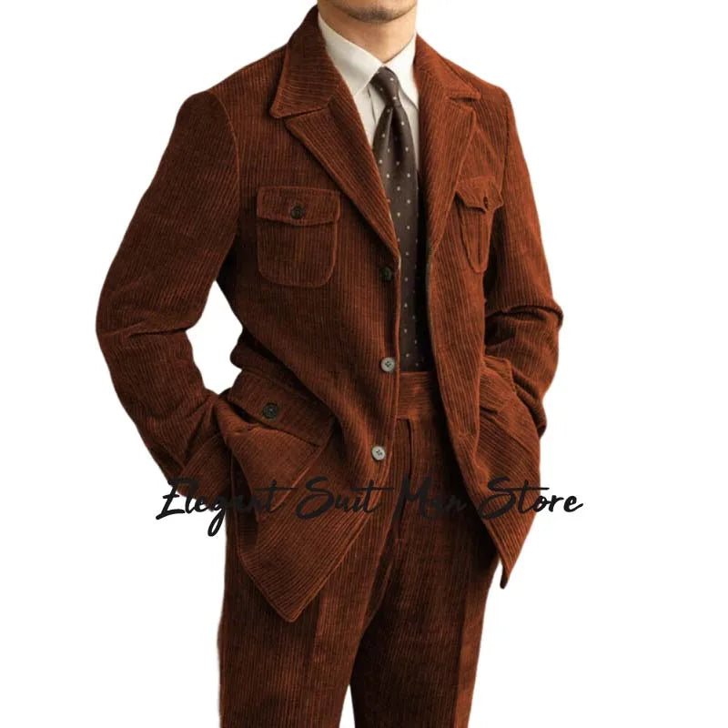 Maurice – Ensemble Rétro en Velours Côtelé (Veste + Pantalon)