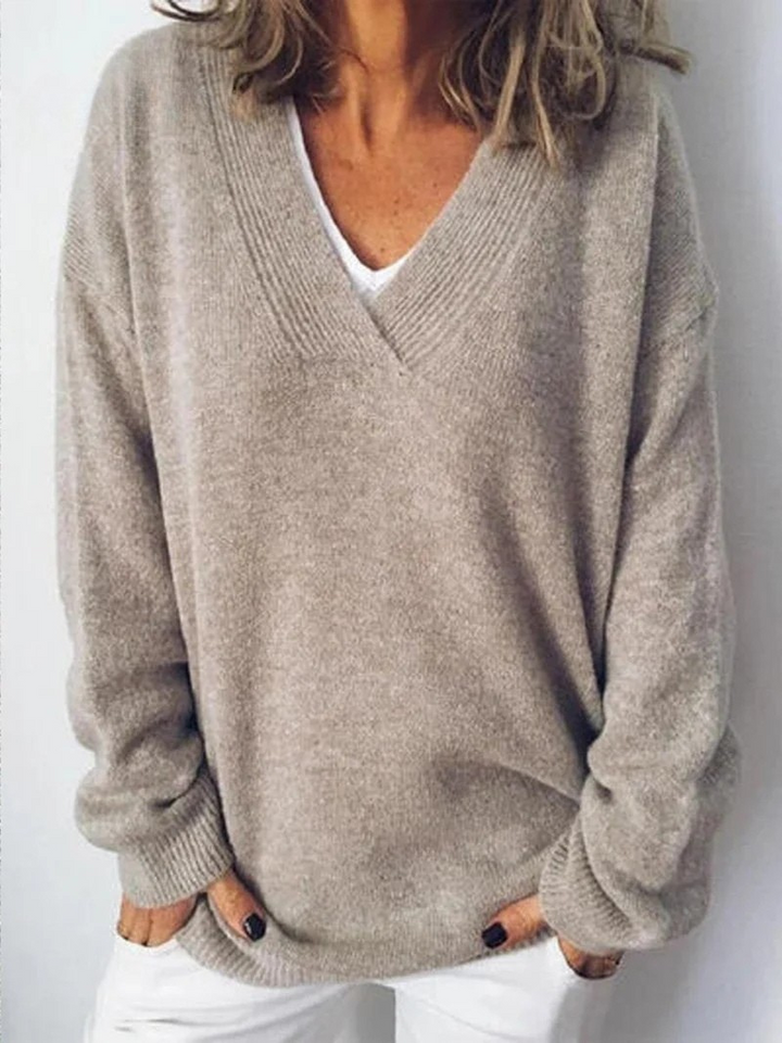 Pull en tricot à col en V pour femmes