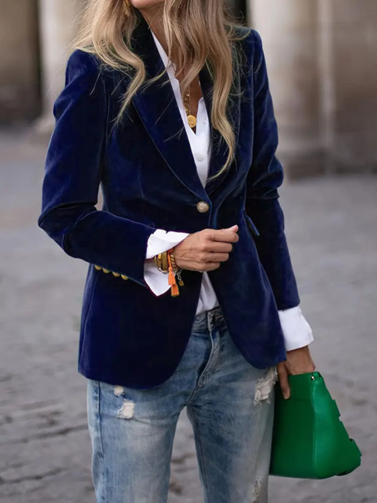 Blazer slim en velours Luna