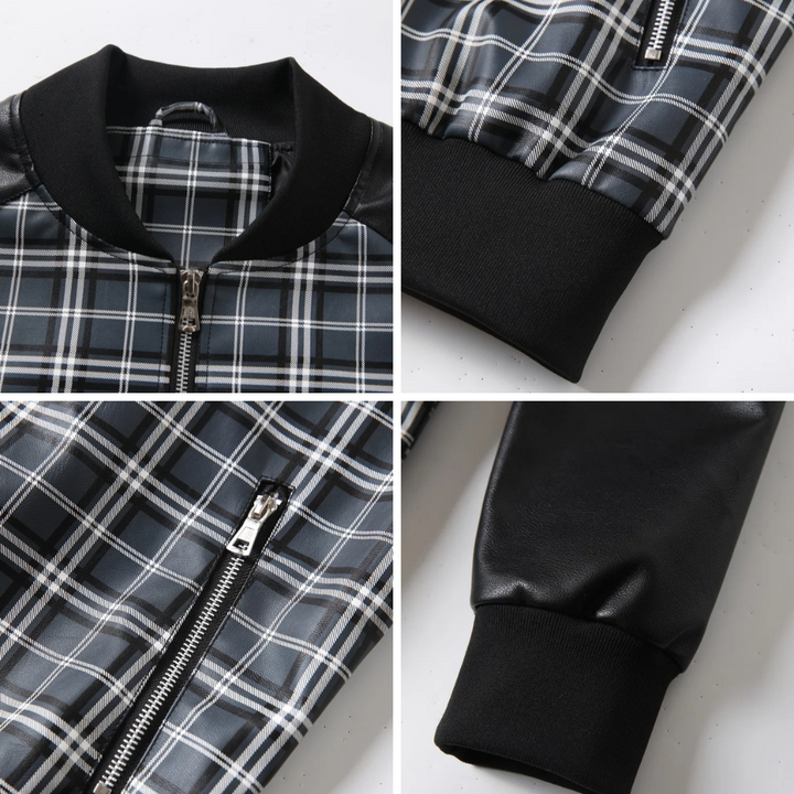 Veste en cuir Montford Grid