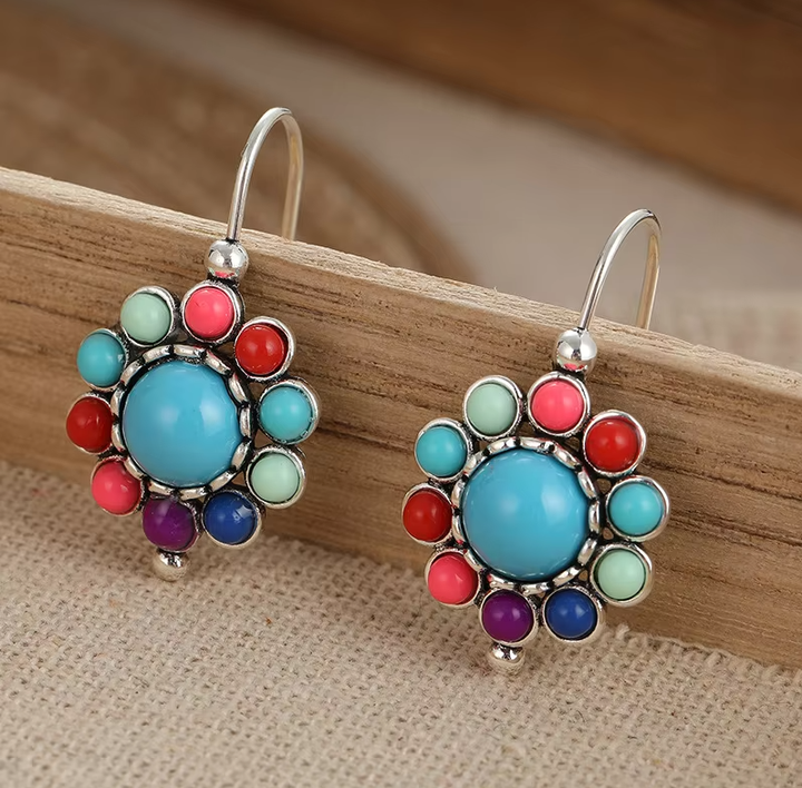 Nahia - Boucles d’oreilles turquoise multicolores