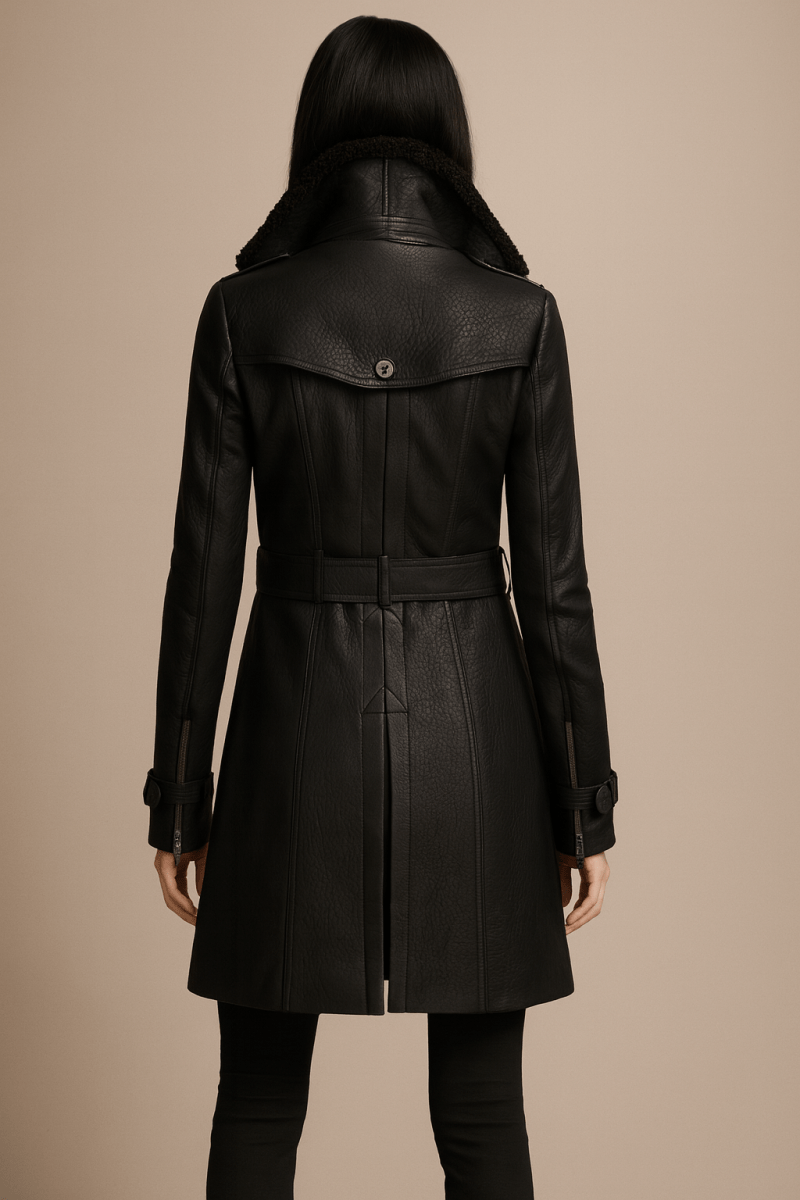 ALLESIA - ÉLÉGANT MANTEAU EN CUIR