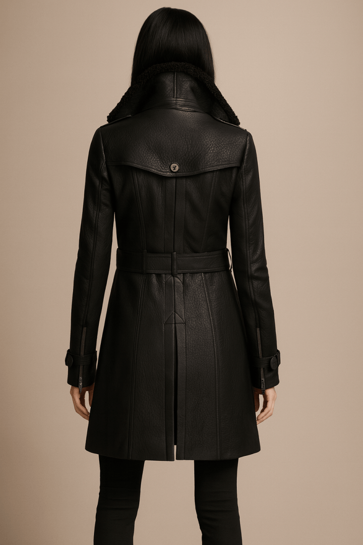 ALLESIA - ÉLÉGANT MANTEAU EN CUIR