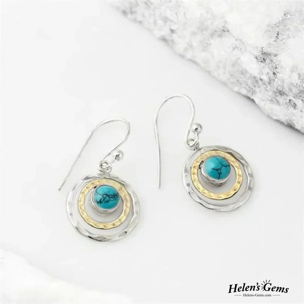 Sirena - Boucles boho turquoise et or