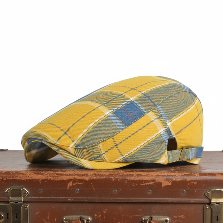 Henri – Casquette plate tartan coton