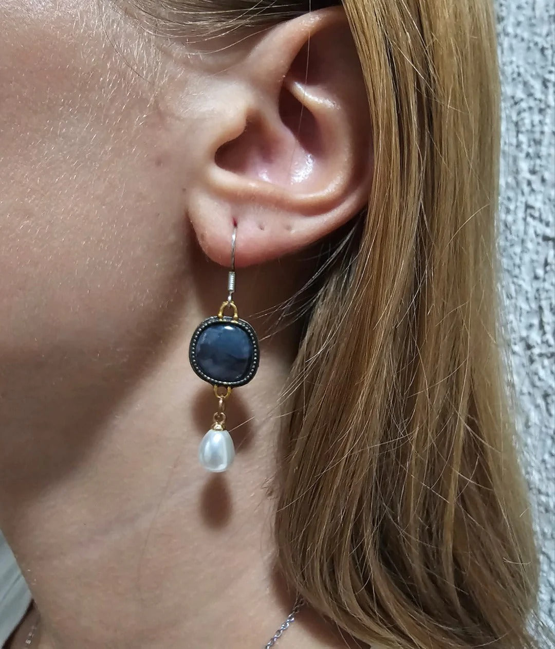 Mirella - Boucles d’oreilles perles bleues rétro