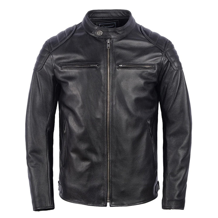Bastien | Blouson Motard Vintage en Similicuir Marron pour Homme